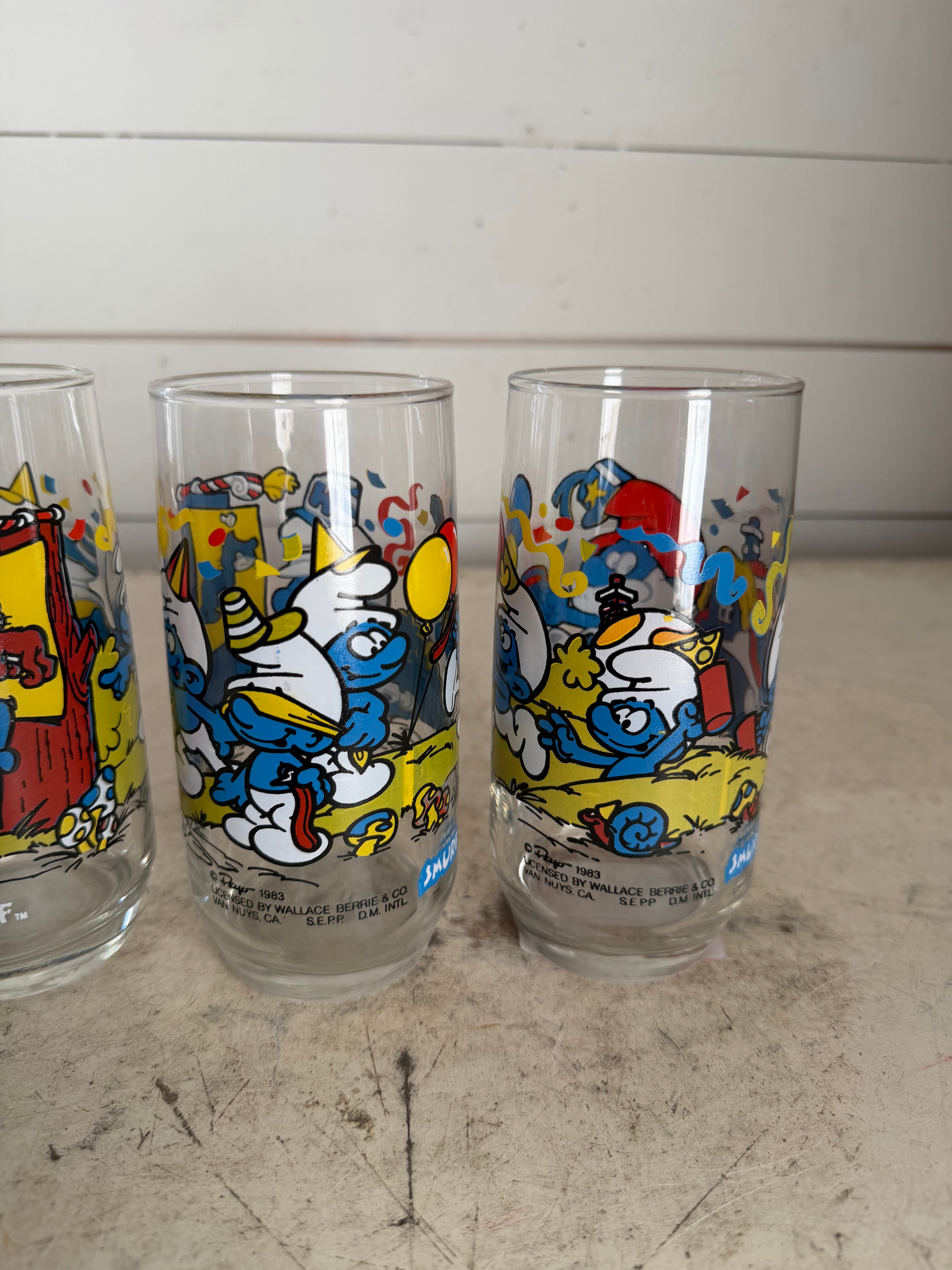 Vintage 1983 6" Drinking Glass Peyo Wallace Berrie - sold individually