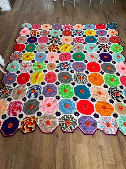 Granny Square Queen Size Afghan