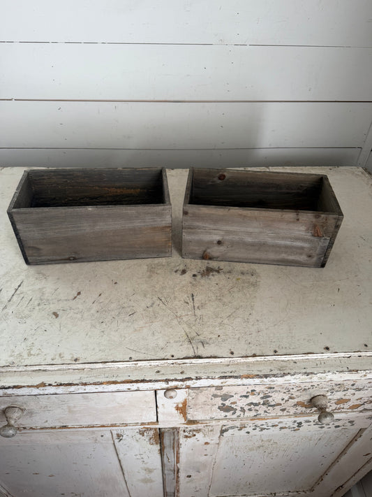 Gray wood Box planters - Sold Individually - will get makeover