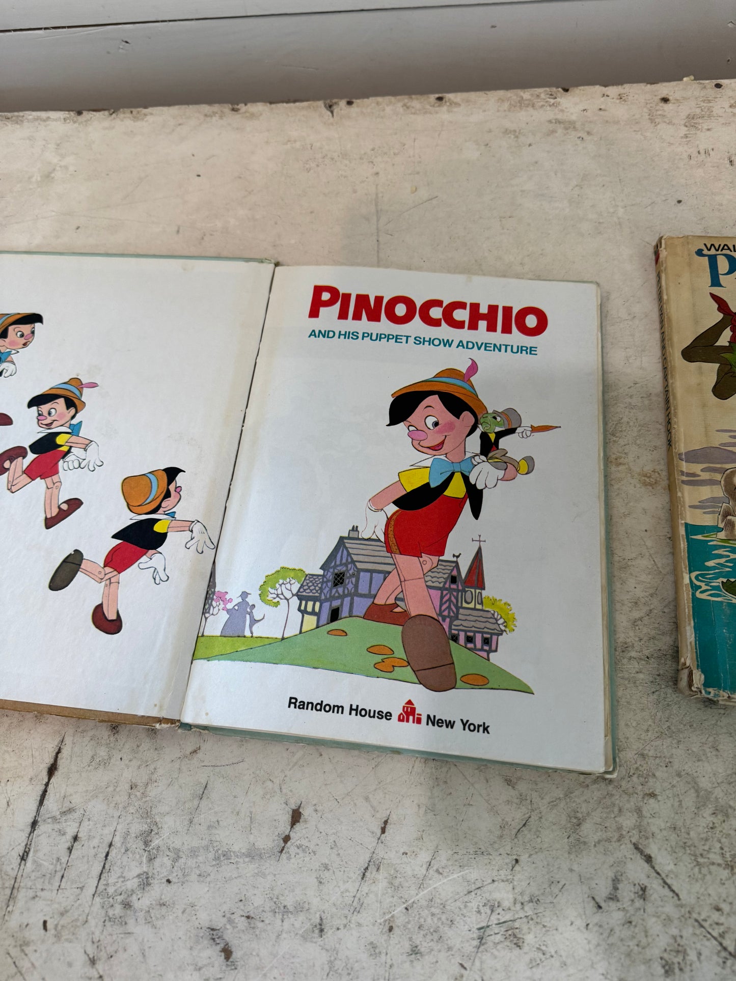 Vintage Walt Disney Childrens Book Peter Pan and Pinocchio - Sold as A Set