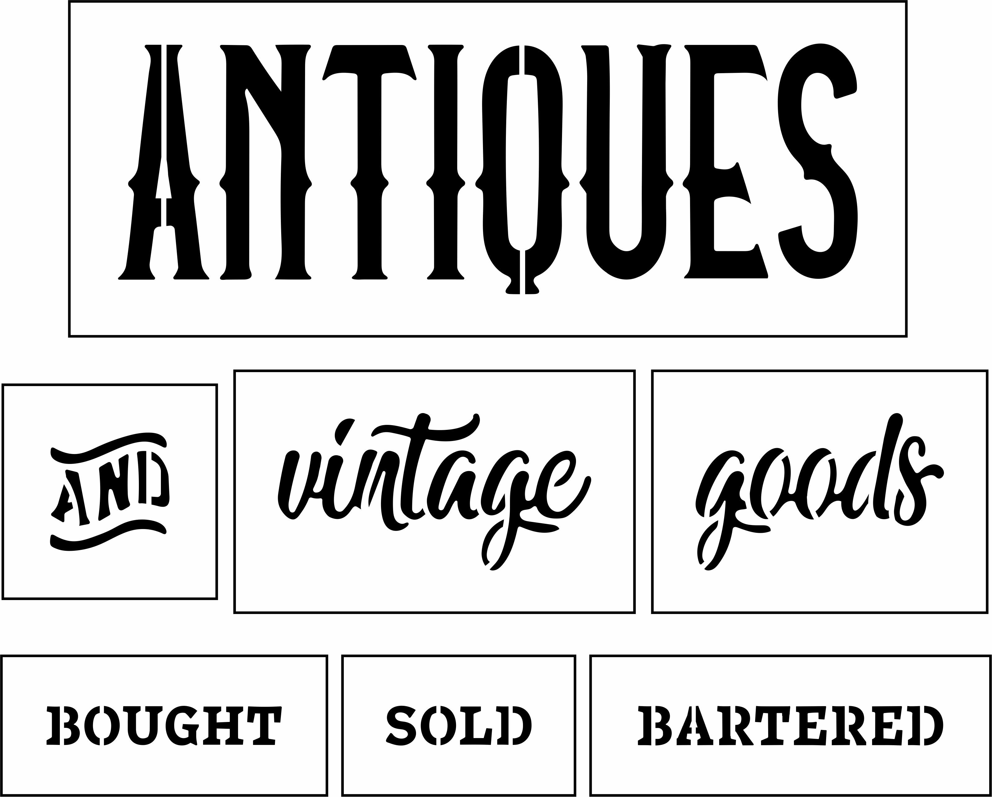 Antiques and Vintage Goods Sign Bar Kit | JRV Stencil Designed by Debi from Debi's Design Diary