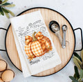 Tea Towel Fall Autumn French Checkered Pumpkins Flour Sack Tea Towel
