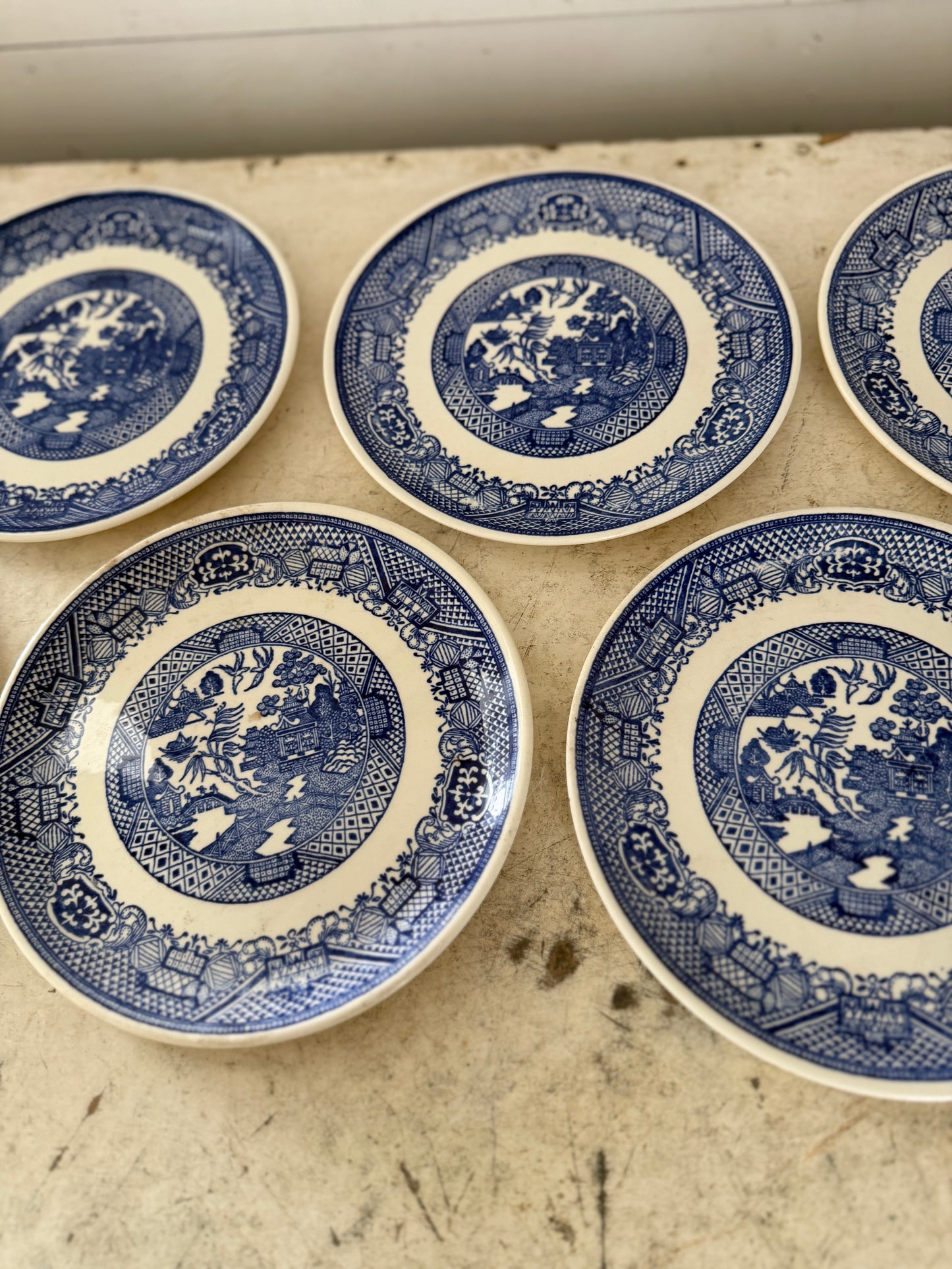 Vintage Blue Willow Ware unmarked 7.125” plate Sold Individually Picked at Random