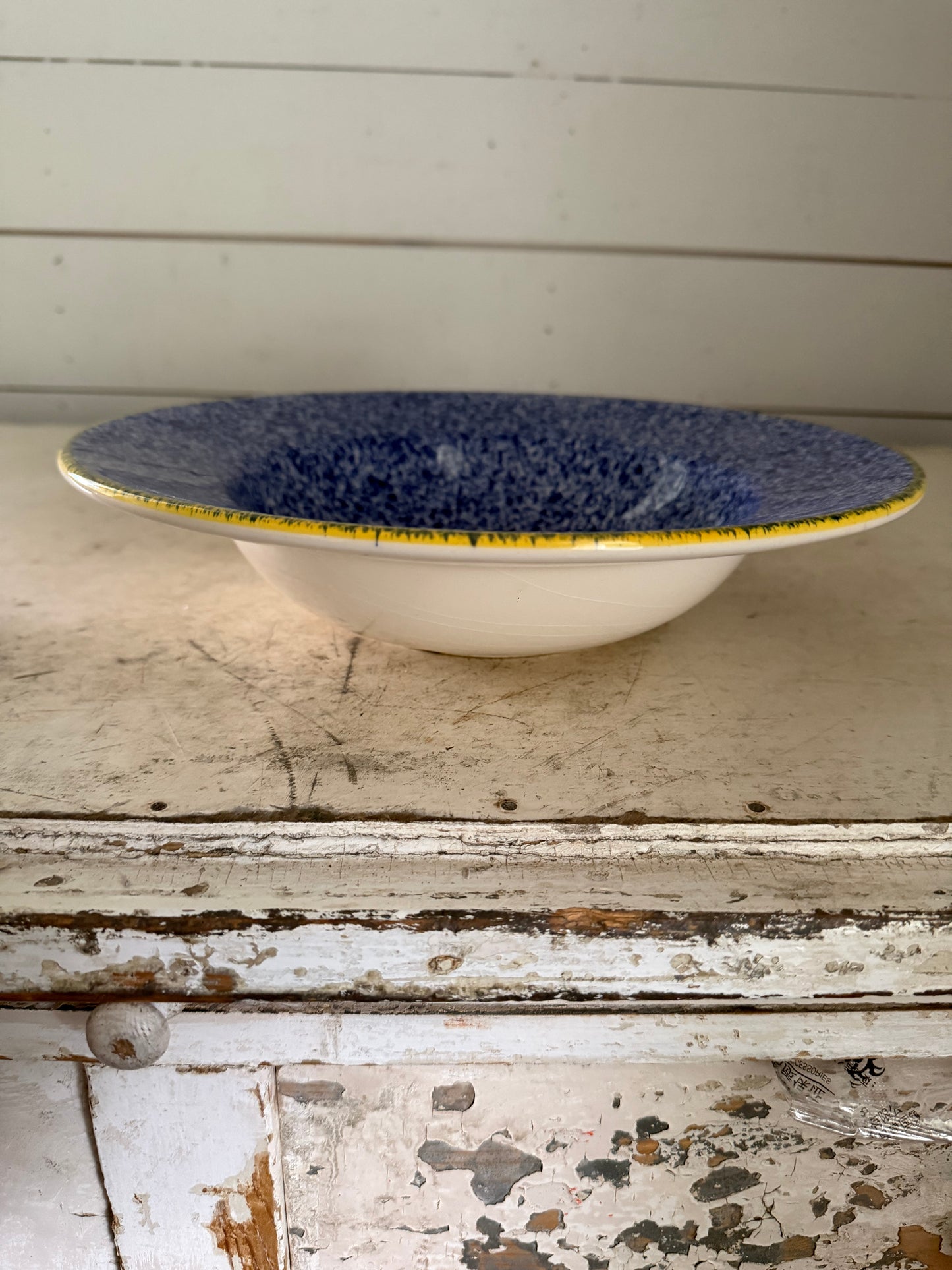 Large Blue Ceramic Bowl Made in Portugal