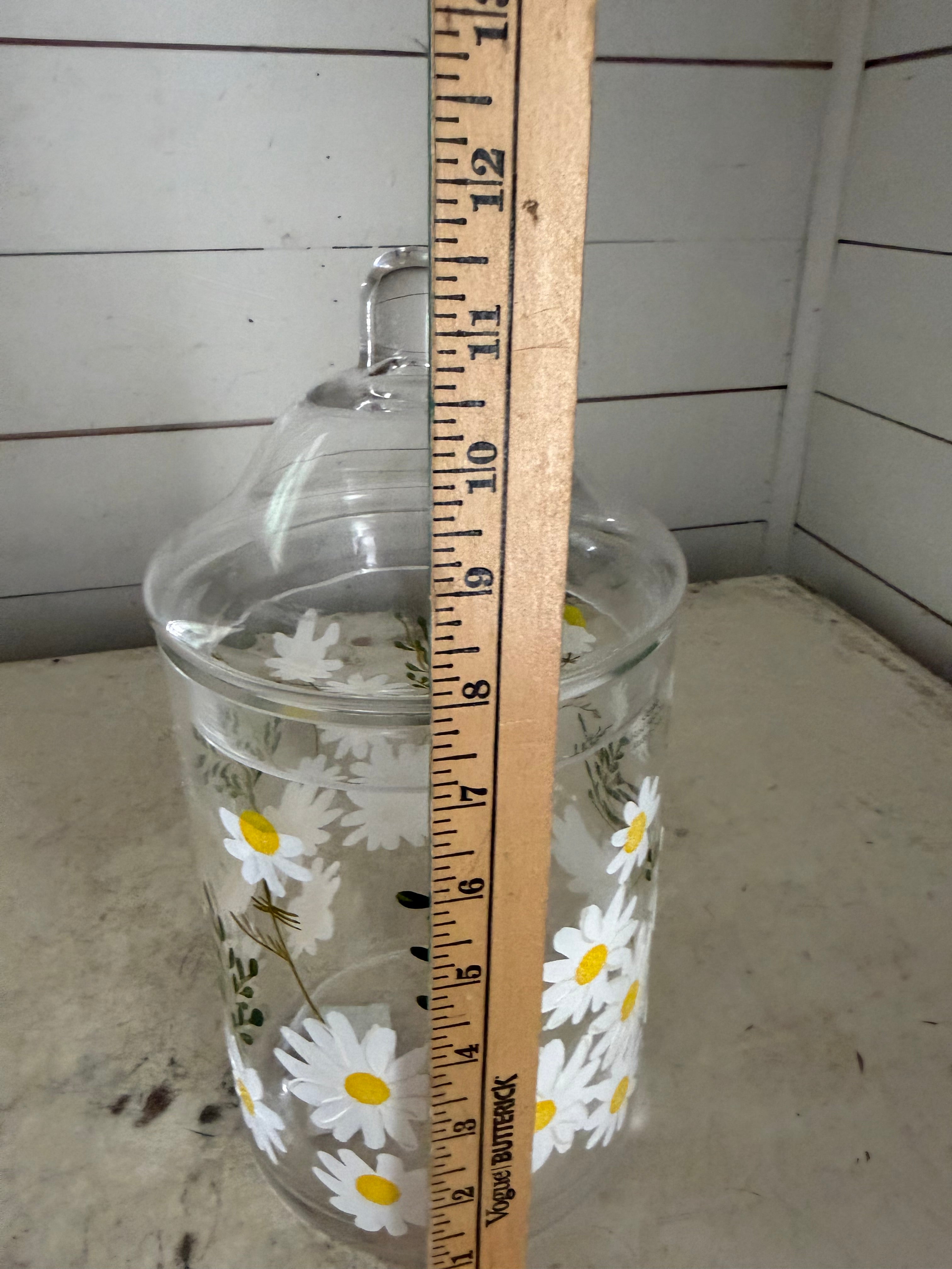 Apothecary jar with handpainted daisies