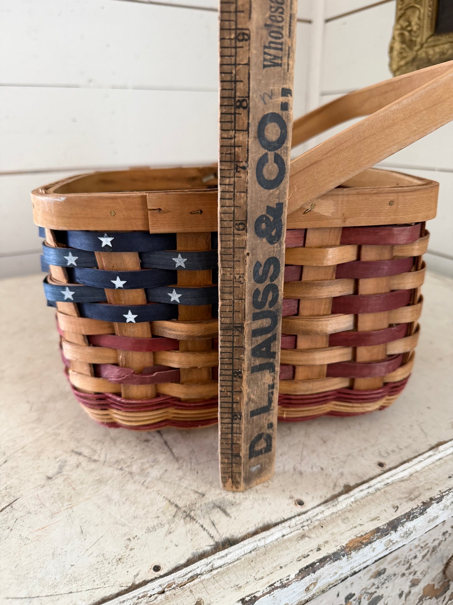 Vintage Patriotic American Flag Basket