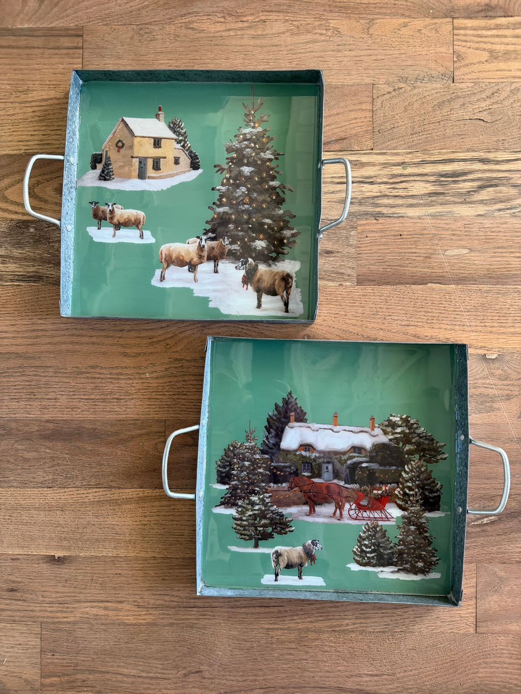 Christmas Galvanized tray Food safe sold individually 13”