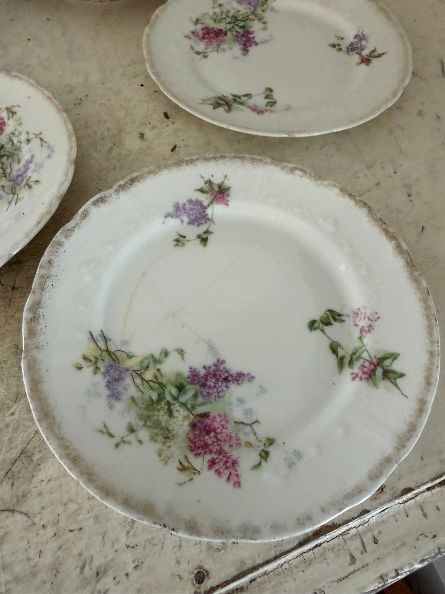K P M Collectible Vintage Round Plate Germany Flowers - sold individually