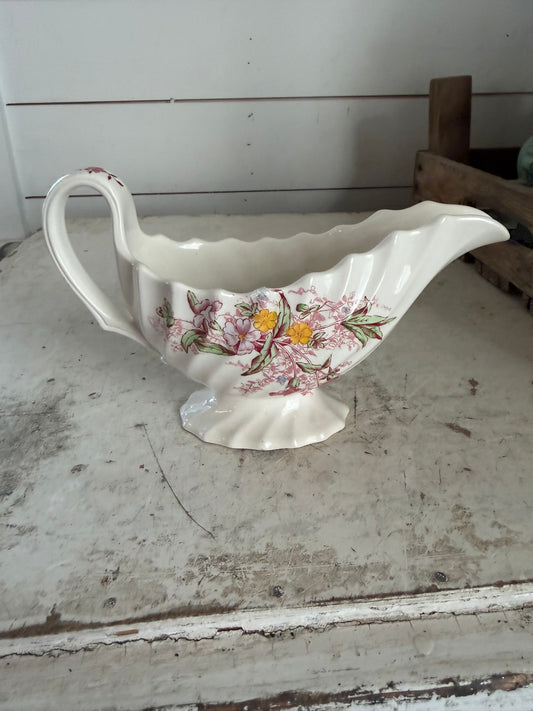 Spode Copeland Fairy Dell Swirl Rim Gravy Boat