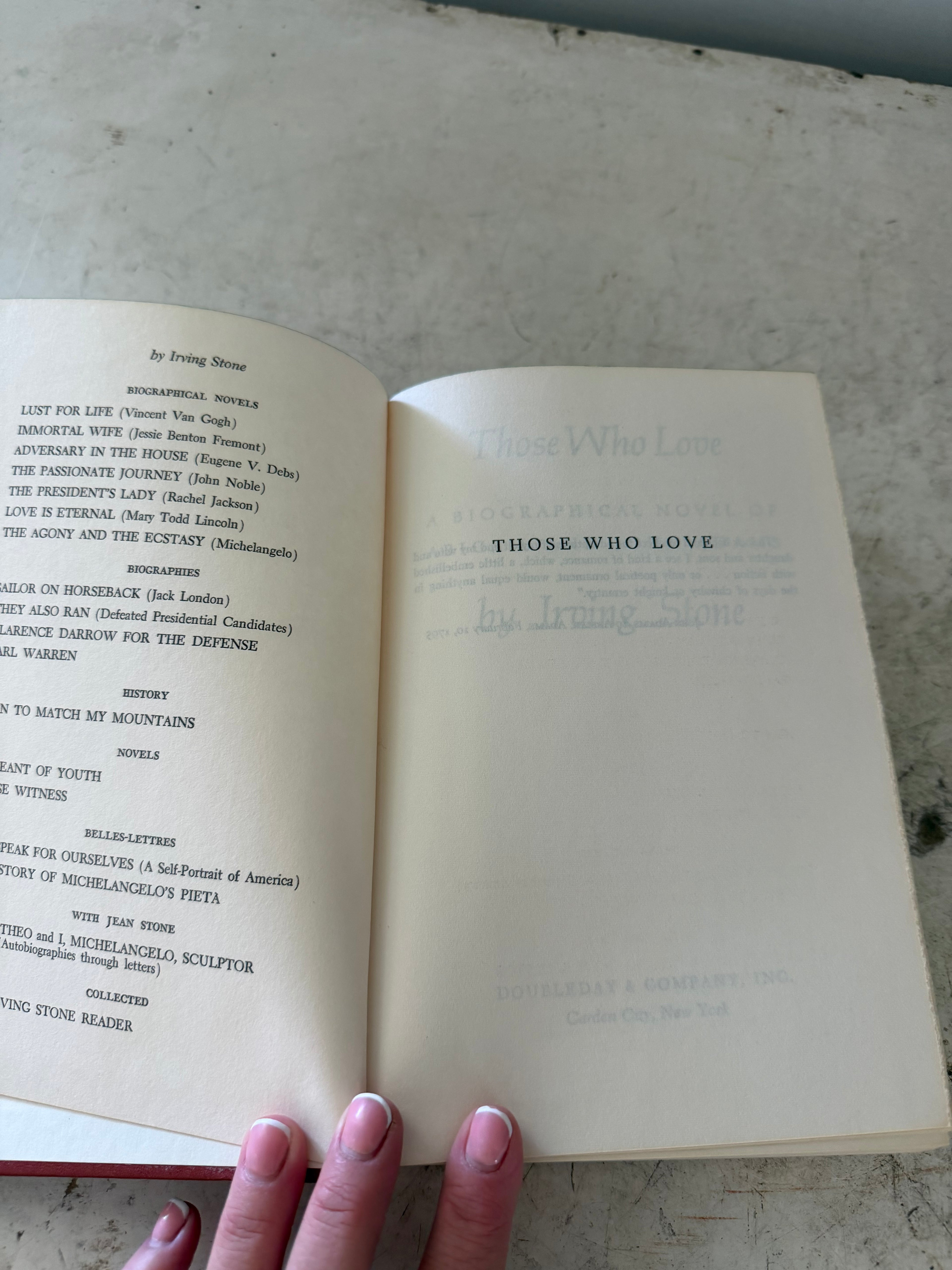 1965 Those Who Love by Irving Stone