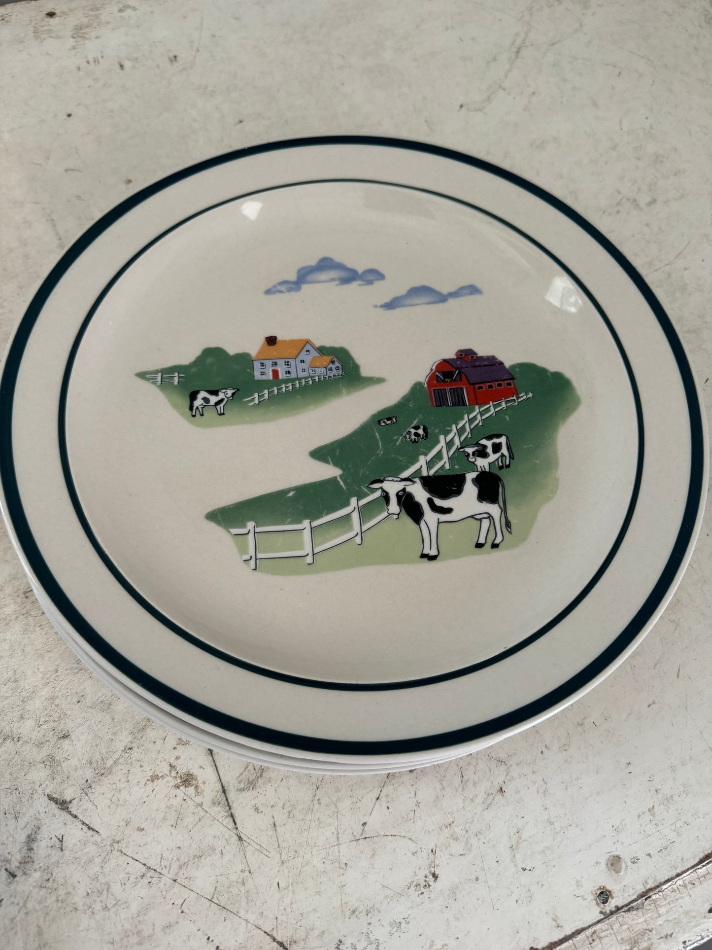 Century Stoneware Fannie's Farm Cow Plate as is sold individually