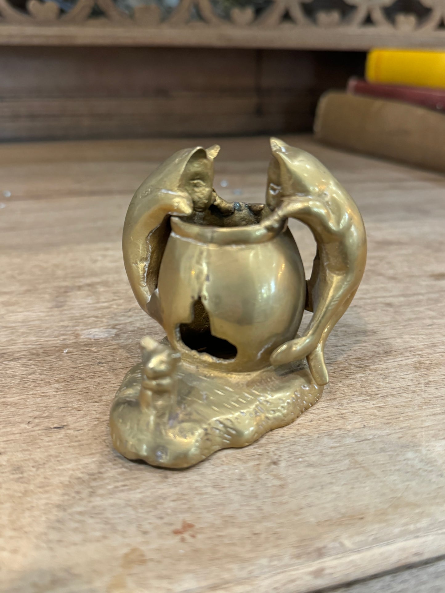 Brass cat sculpture