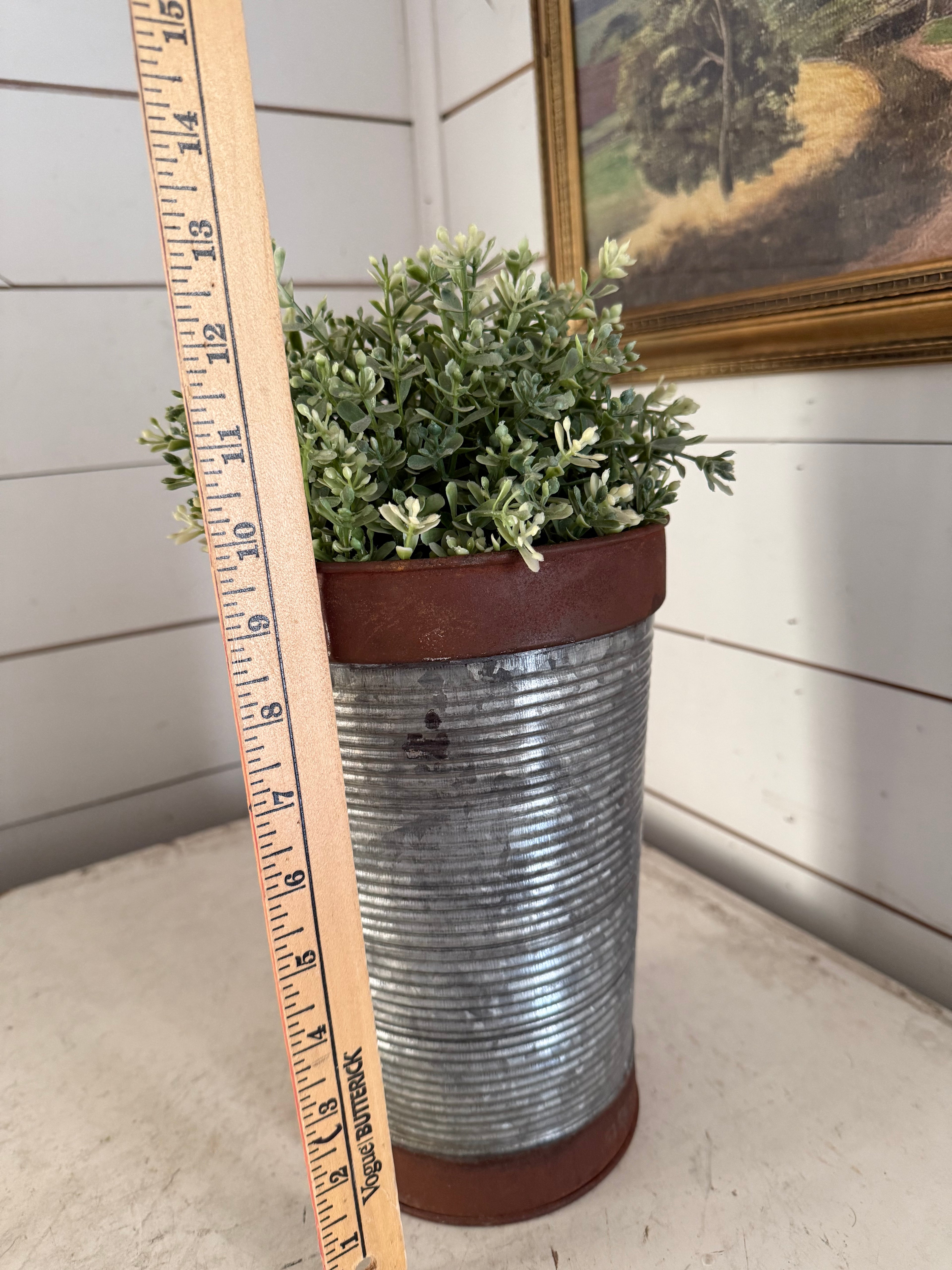 Corregated French Flower Bucket with Rusty Rims floral not included