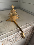 Vintage Solid Brass Christmas Tree Stocking Holder Long Arm