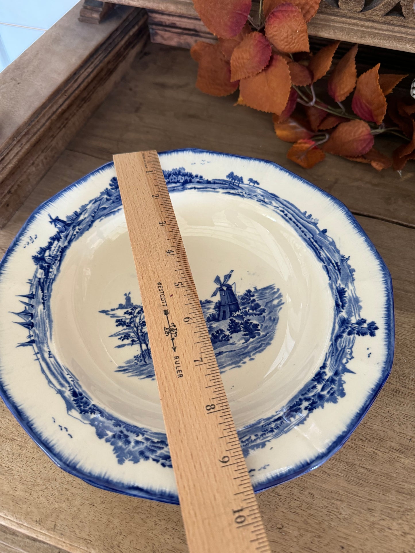 Antique Royal Doulton England blue white Norfolk windmill bowl - sold individually