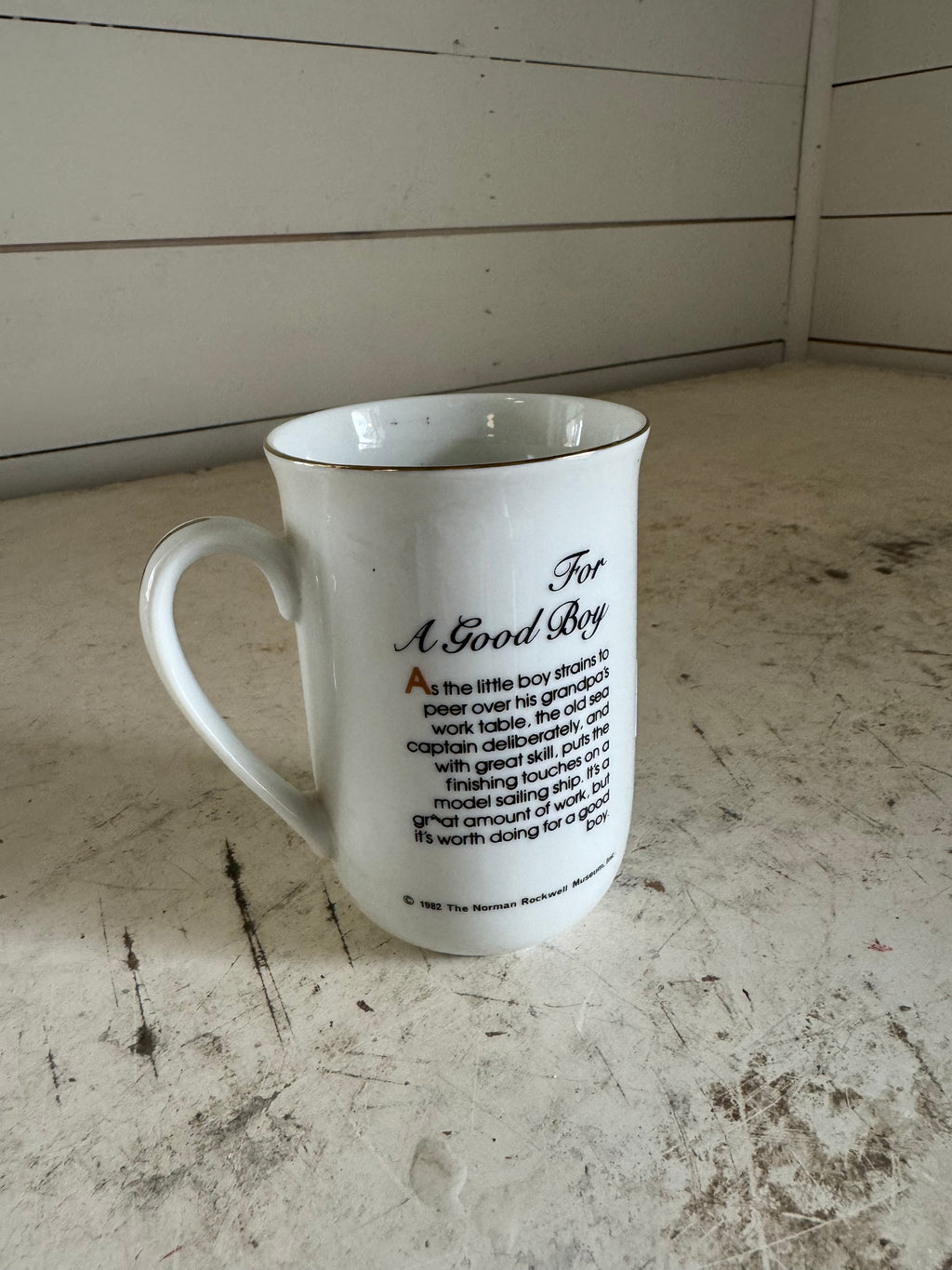 Collectible NORMAN ROCKWELL MUSEUM “For A Good Boy” Coffee Tea Hot Chocolate Cup  1982