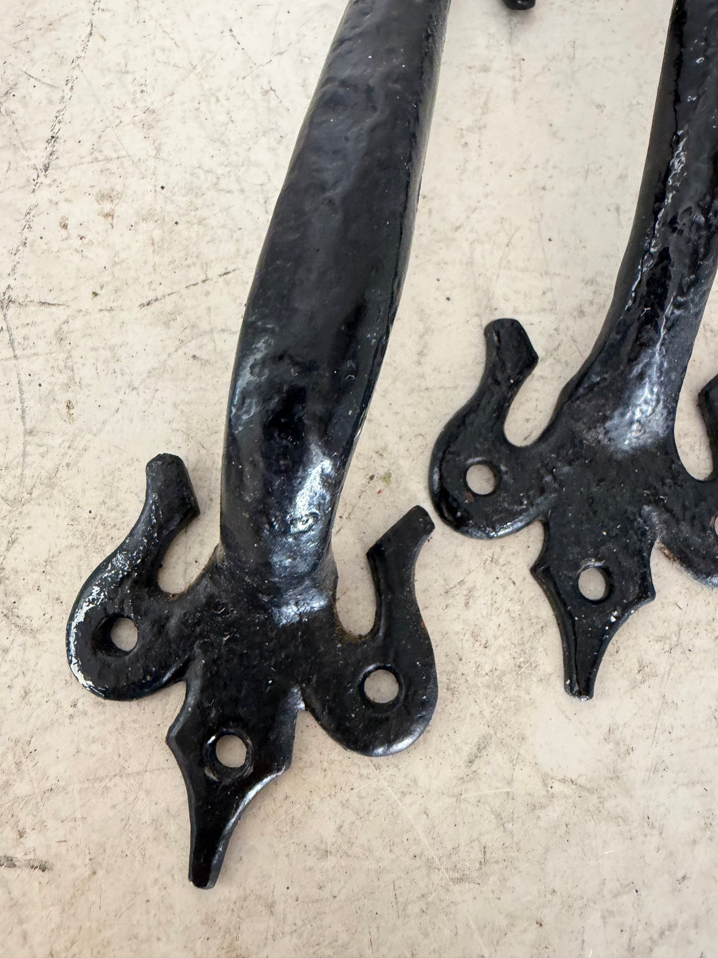 Vintage cast Fleur De Lis Door handles set of 2