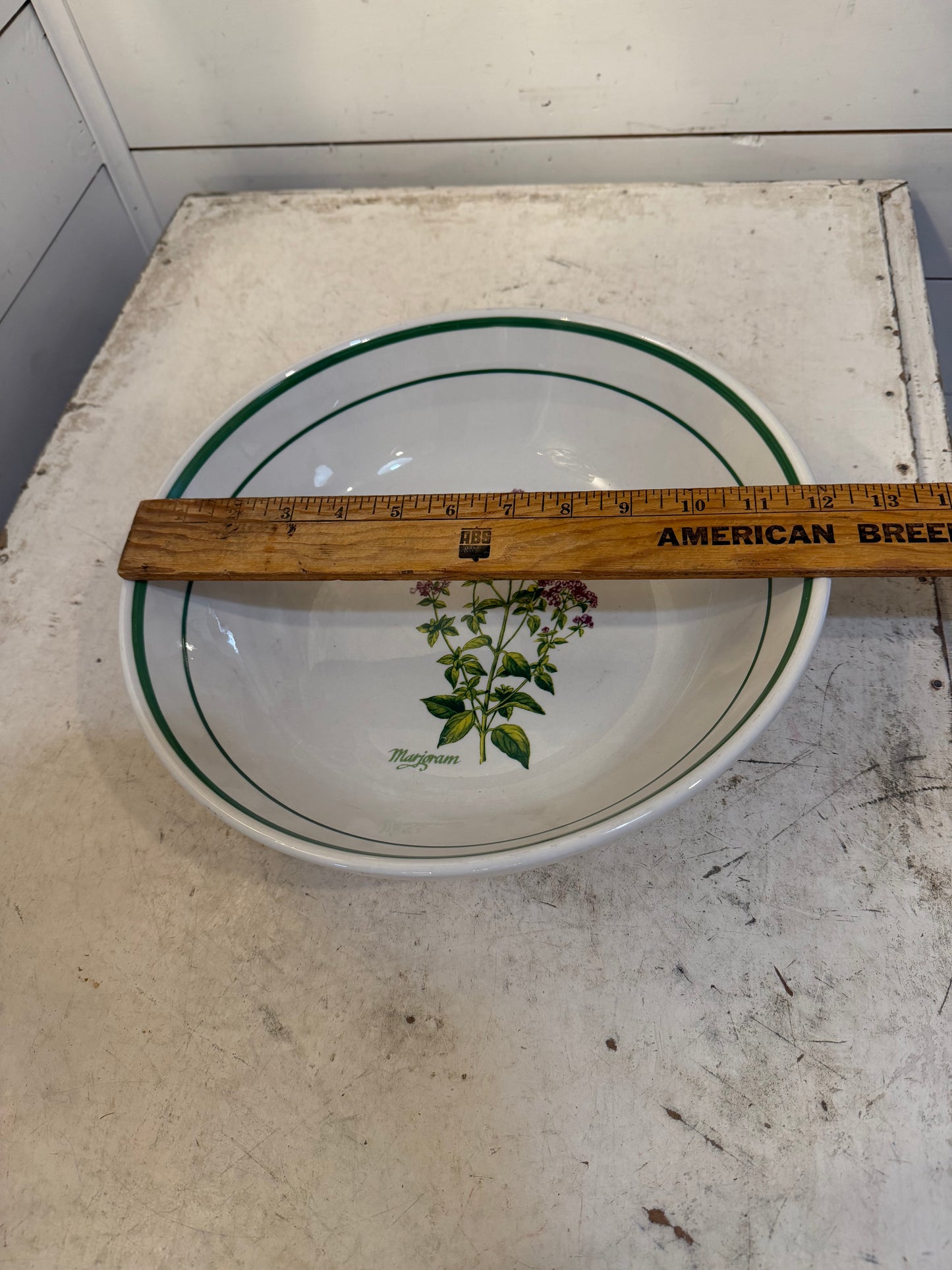 Vintage Made in Italy Large Ceramic Pasta Bowl Plate Platter W/ Marjoram Design