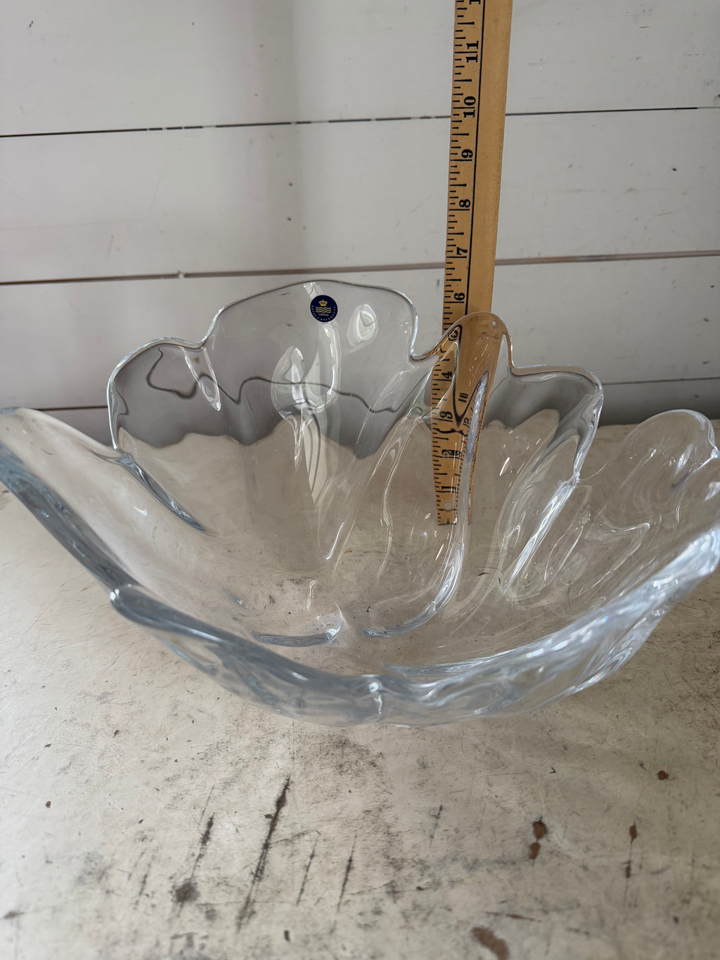 Vintage Crystal art glass bowl, by Royal Copenhagen and designed by Per Lütken for Holmegaard