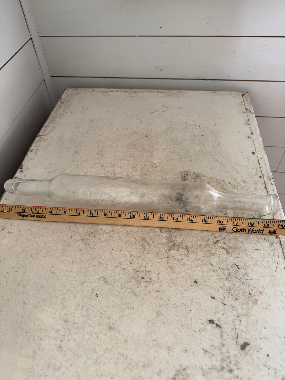Antique Clear Glass Rolling Pin -Missing Cork Stopper