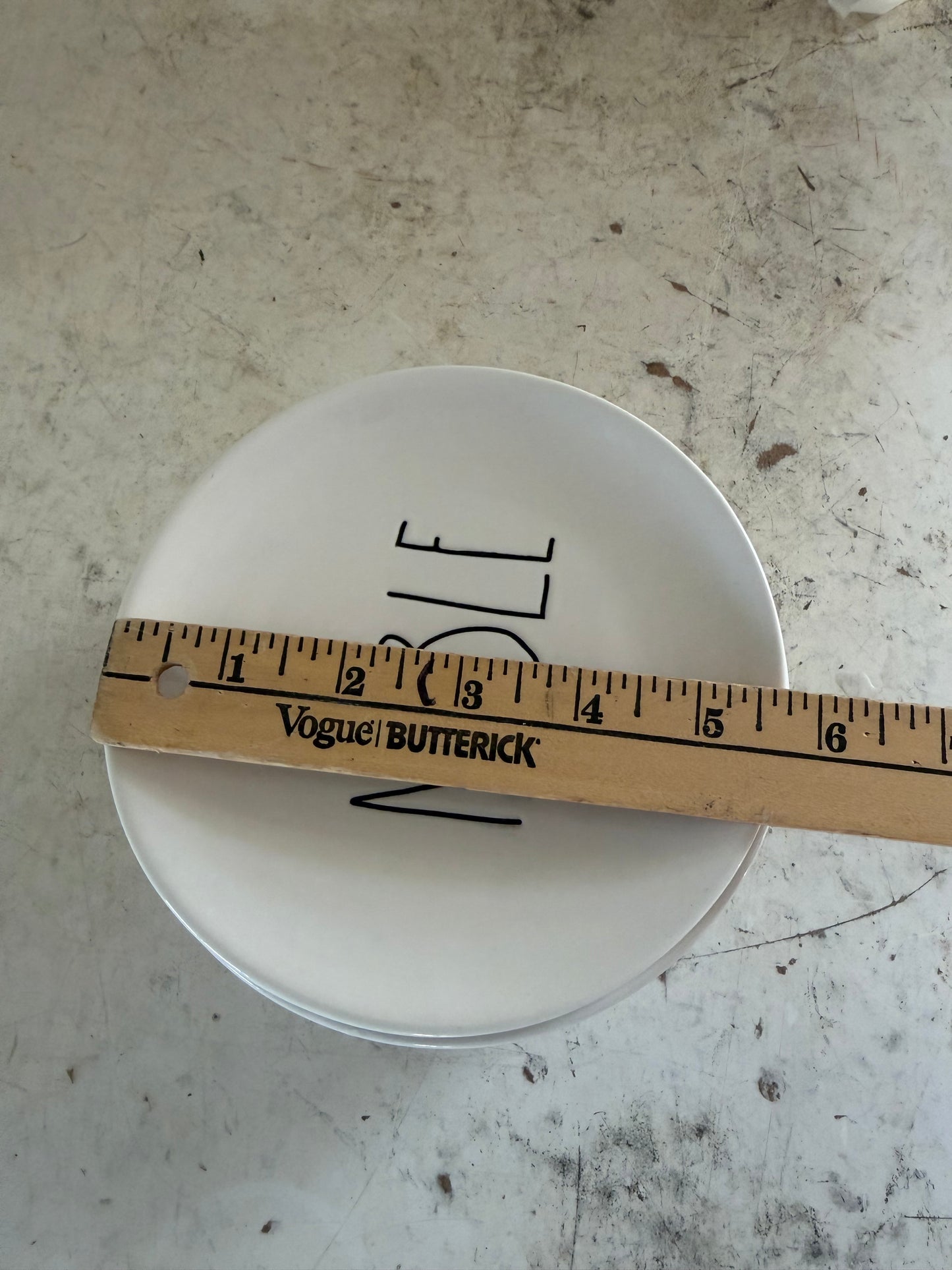 Rae Dunn Nibble Snack Plate Set of 7 6.25" White Artisan Collection Magenta