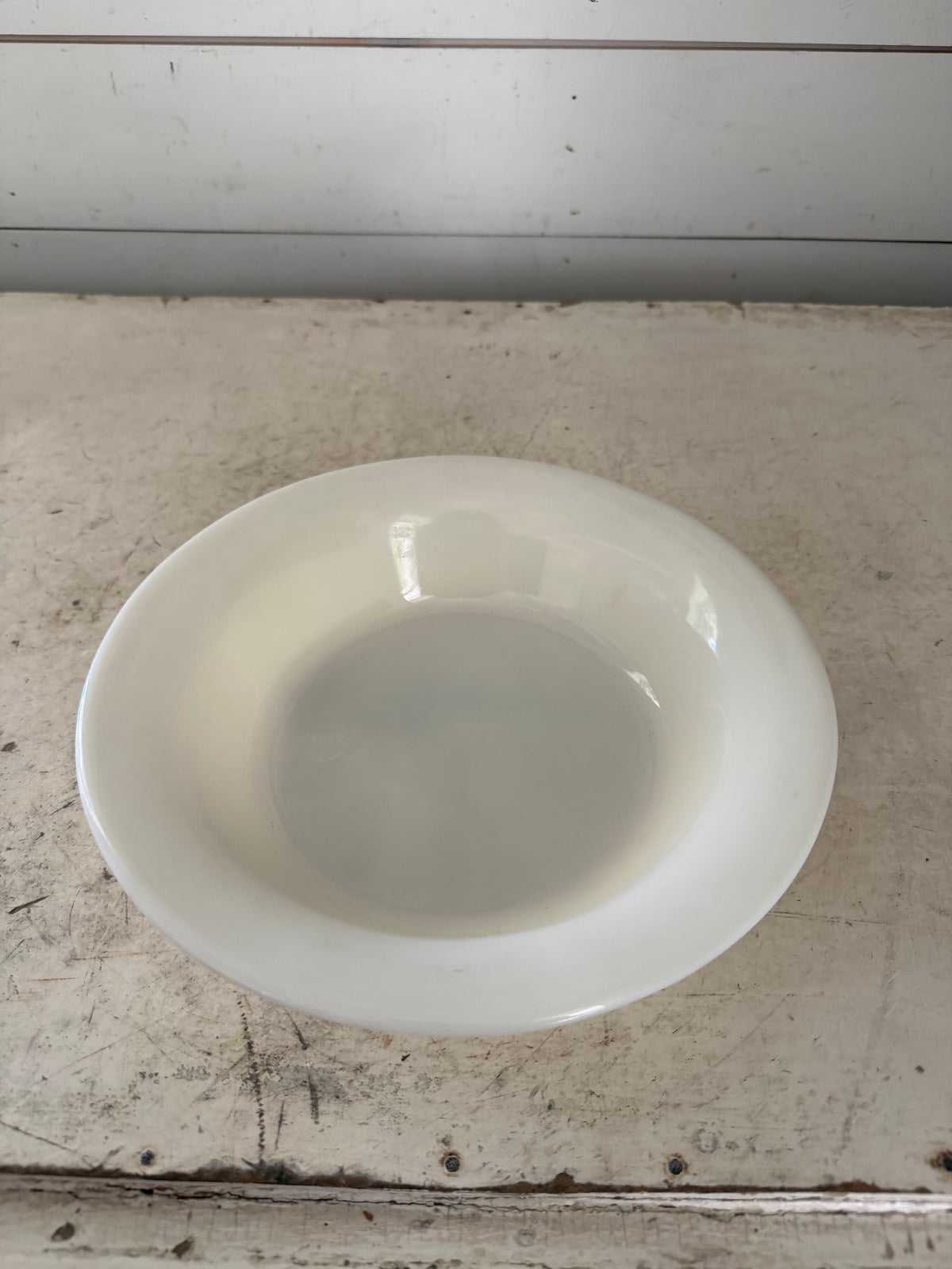 Special Vintage Corning 9 1/2" White Milk Glass Military Serving Bowl