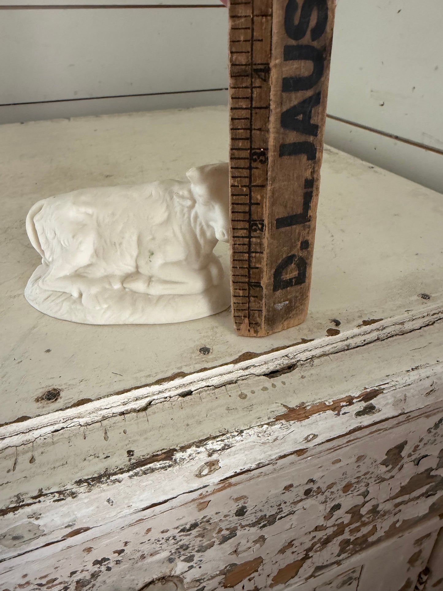 Vintage Atlantic Mold Unpainted Bisque Ceramic Nativity Figurine Cow