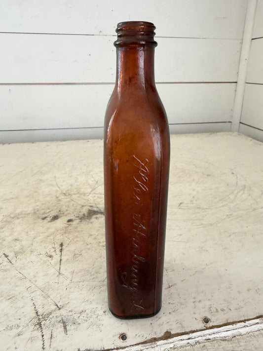 Large Vintage Allen & Hanburys Amber Bottle Chemist Pharmaceutical medicine bottle antique amber glass