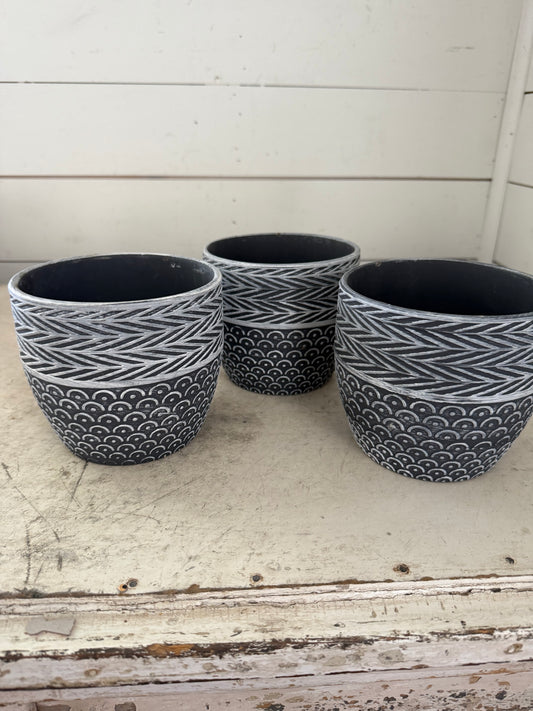 Gray and White patterned pot sold individually