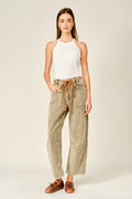 BARREL CORDUROY PANTS WITH EYELET WAIST