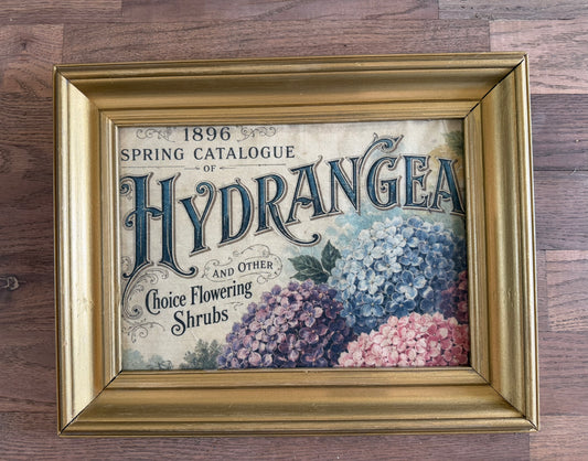 Hydrangea Art in Wood Gold Frame