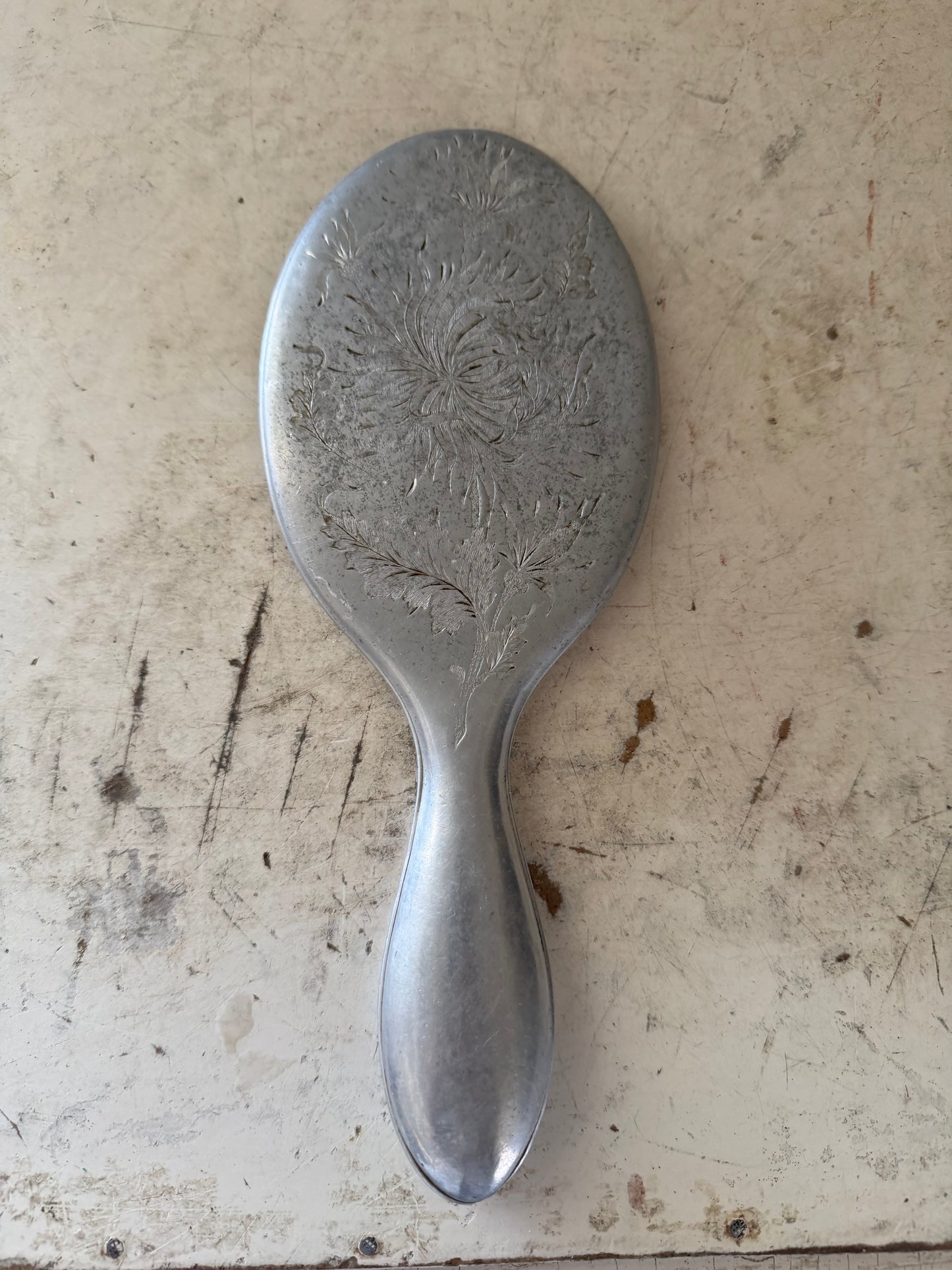 Antique Edwardian Style Etched Hand Mirror