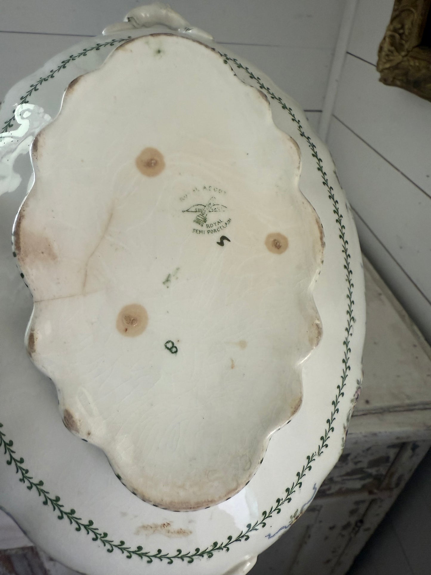 Antique Royal Semi PorcelainServing Fish with delicate floral detail