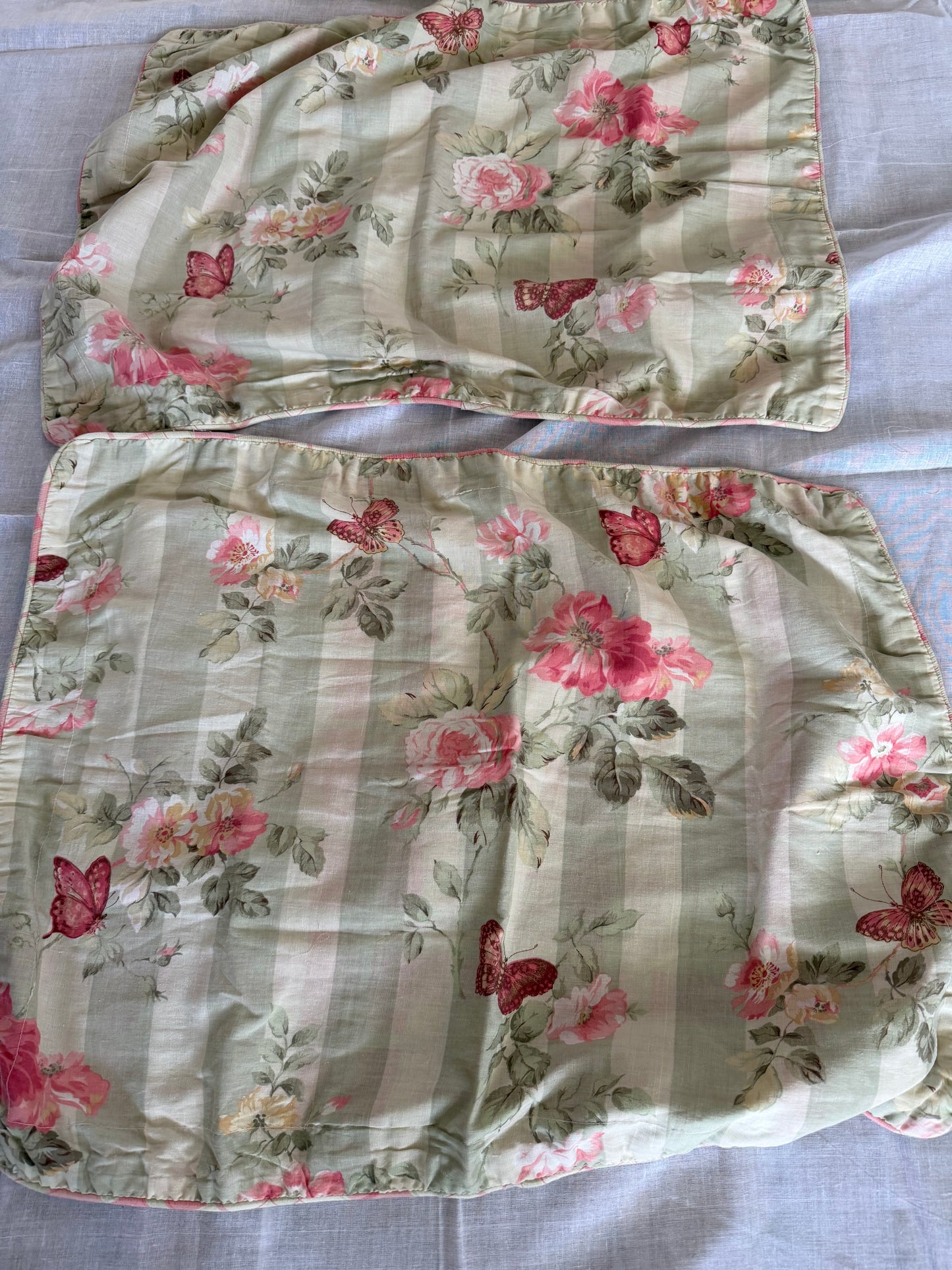 Pink Rose Twin Sheet Bed Skirt, table scarf and pillow case shams
