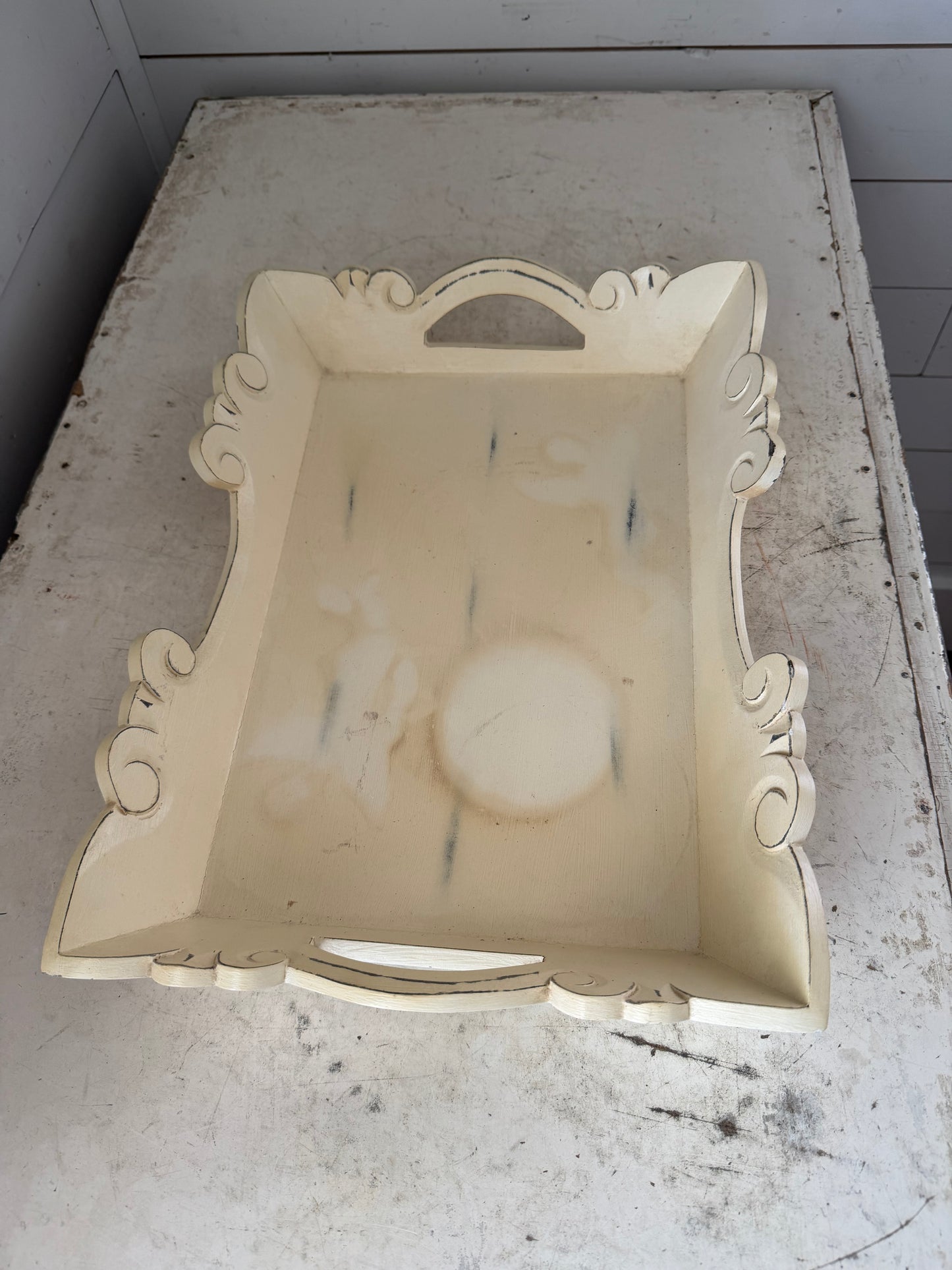 Scrolled Edge Wood Tray Will Get Makeover