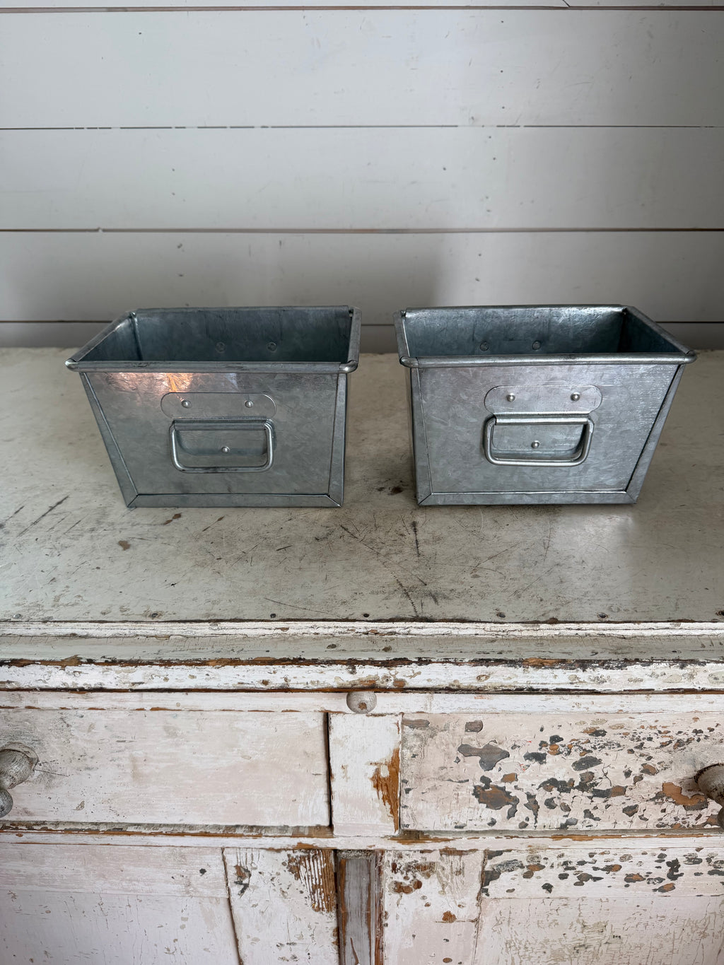 Galvanized Storage Bin With Handles - SOLD INDIVIDUALLY- Will Get Makeover