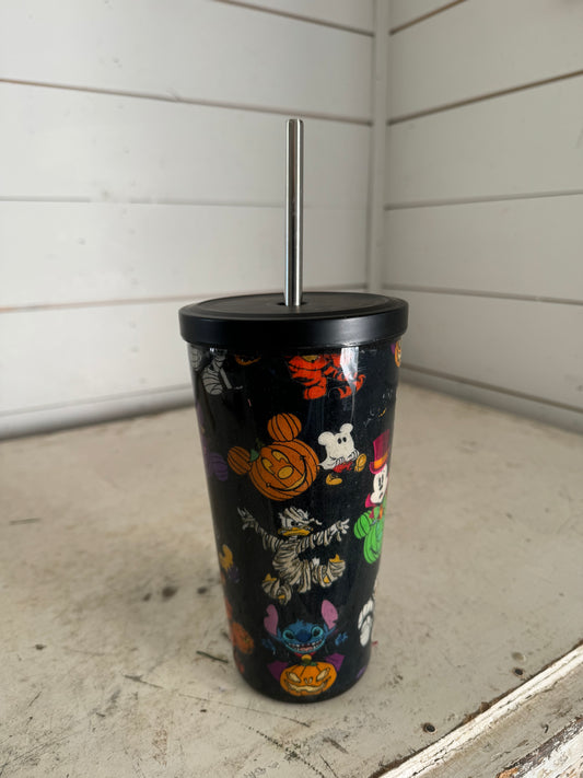 Custom Mickey & Disney Hallower Tumbler with metal straw