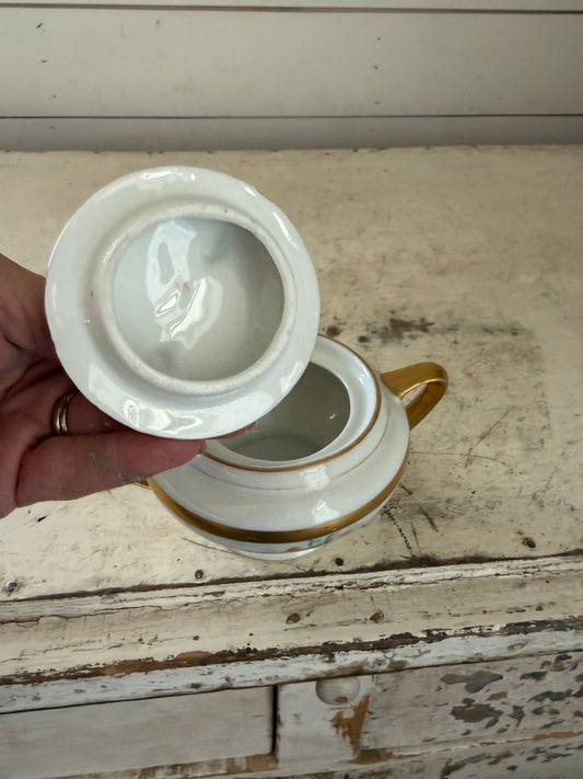 Vintage Austria yellow rose sugar bowl