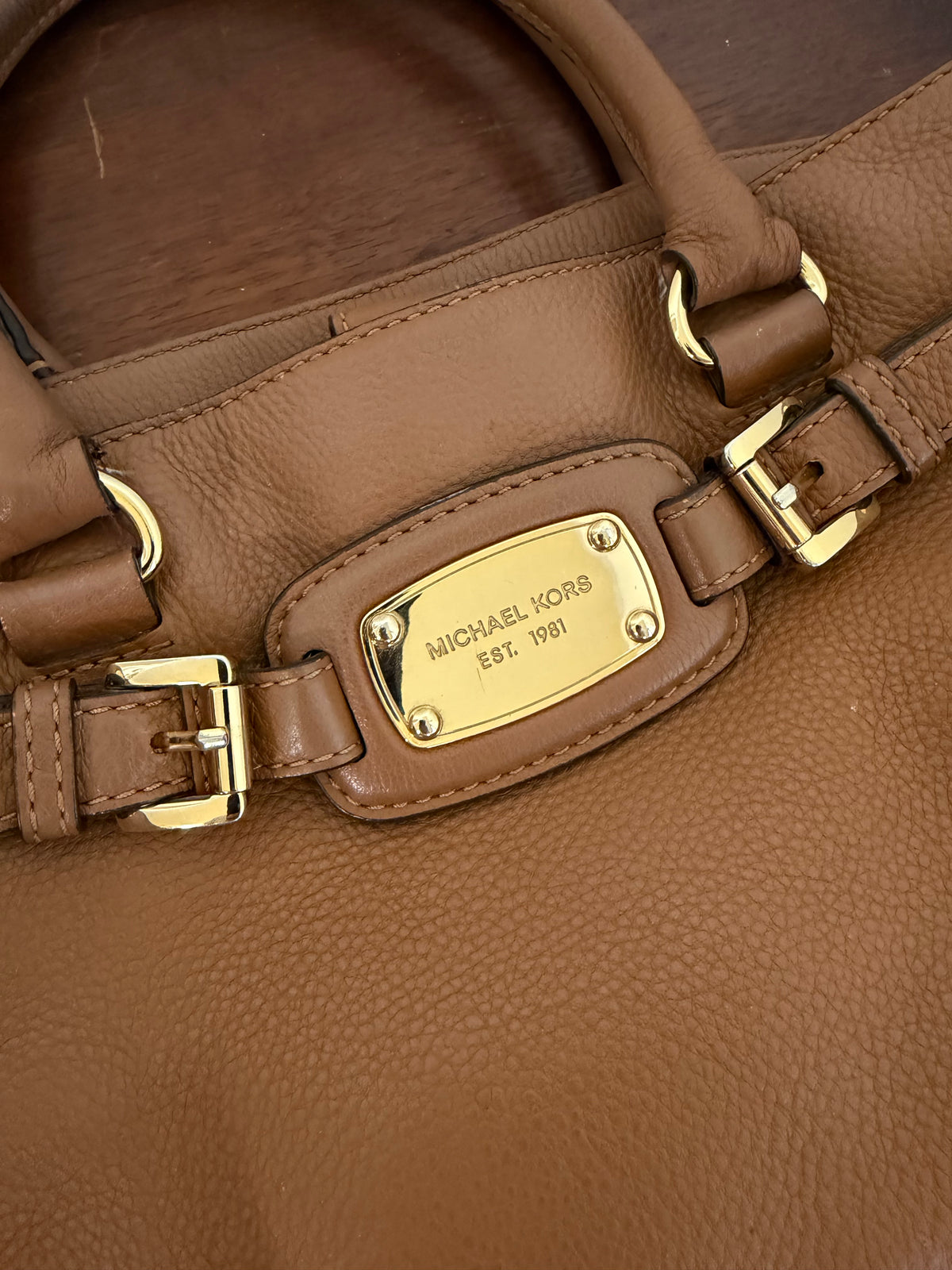 Brown Leather Michael Kors Hamilton Satchel