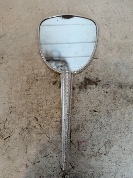 Vintage handheld vanity mirror, silver plated