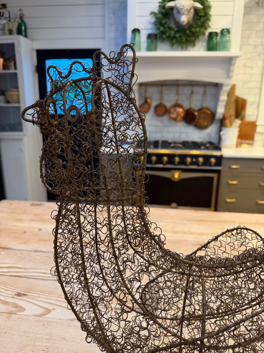 Looped Wire Rooster Sculpture Large 20” Farmhouse Decor Primitive Country Chicken Cottage Kitchen Garden Art