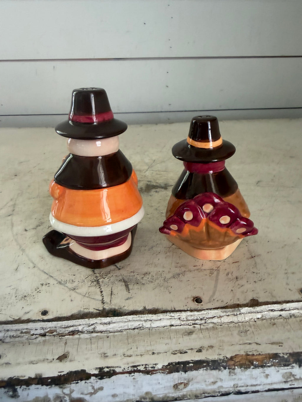 Pilgrim and Turkey, salt and pepper shaker set