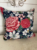 Navy with floral pillowcase and pillow