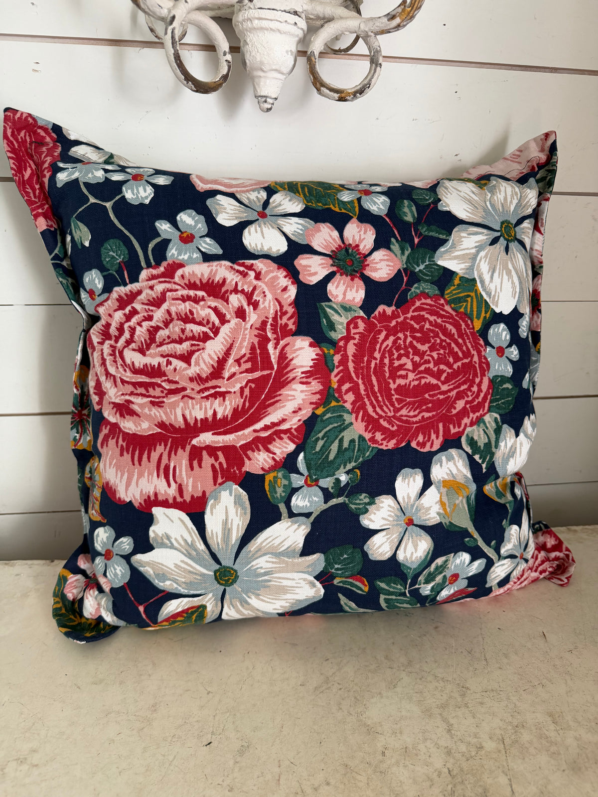 Navy with floral pillowcase and pillow