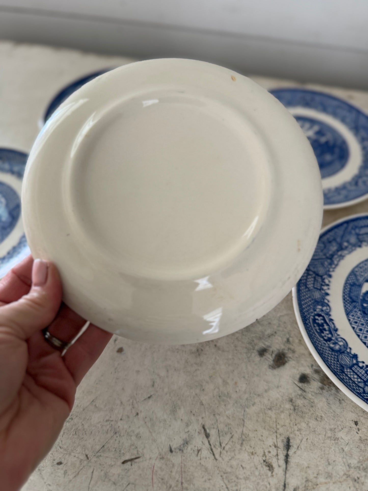 Vintage Blue Willow Ware unmarked 7.125” plate Sold Individually Picked at Random