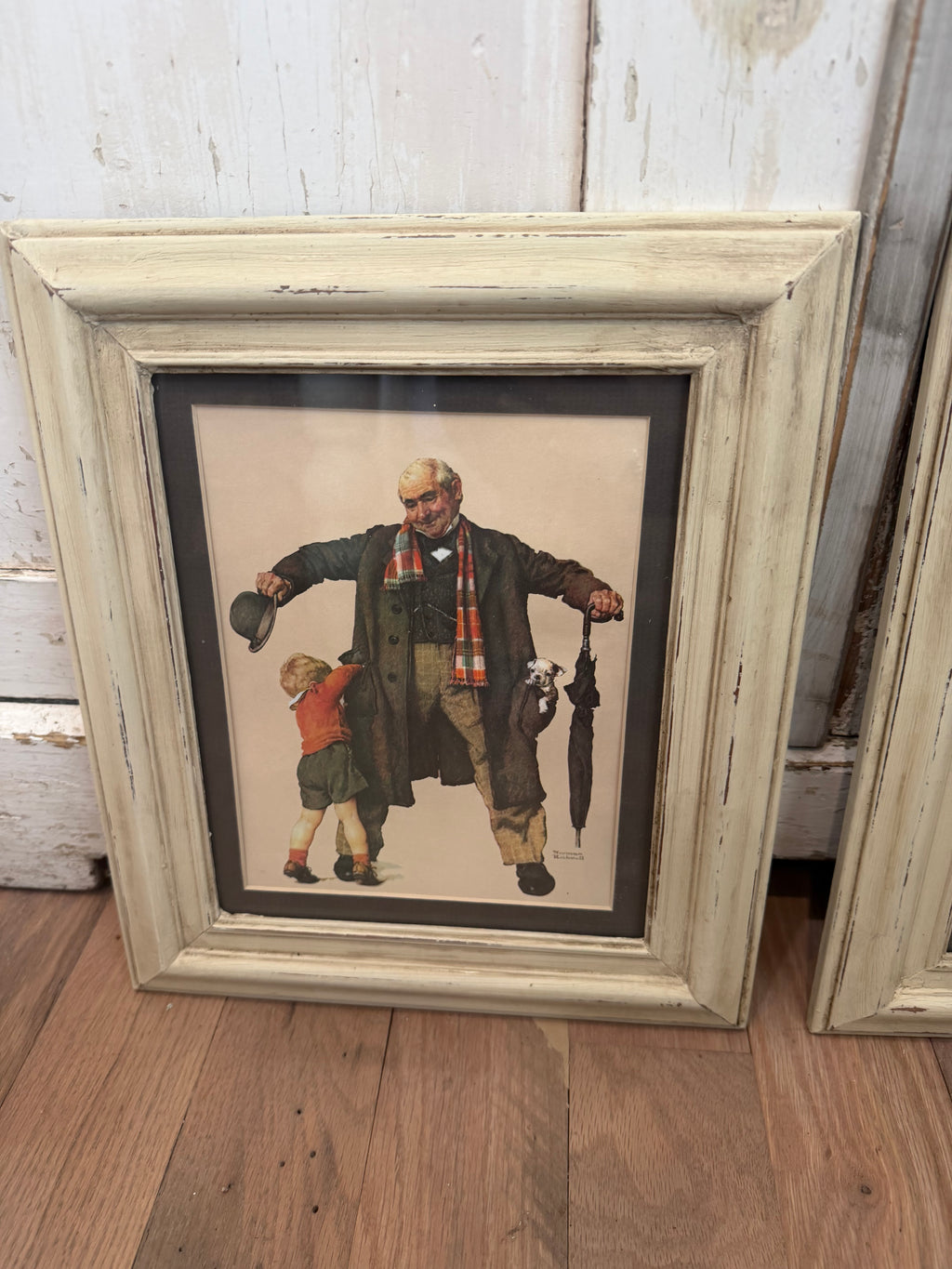 Set of Norman Rockwell Prints hand painted frames 14” tall