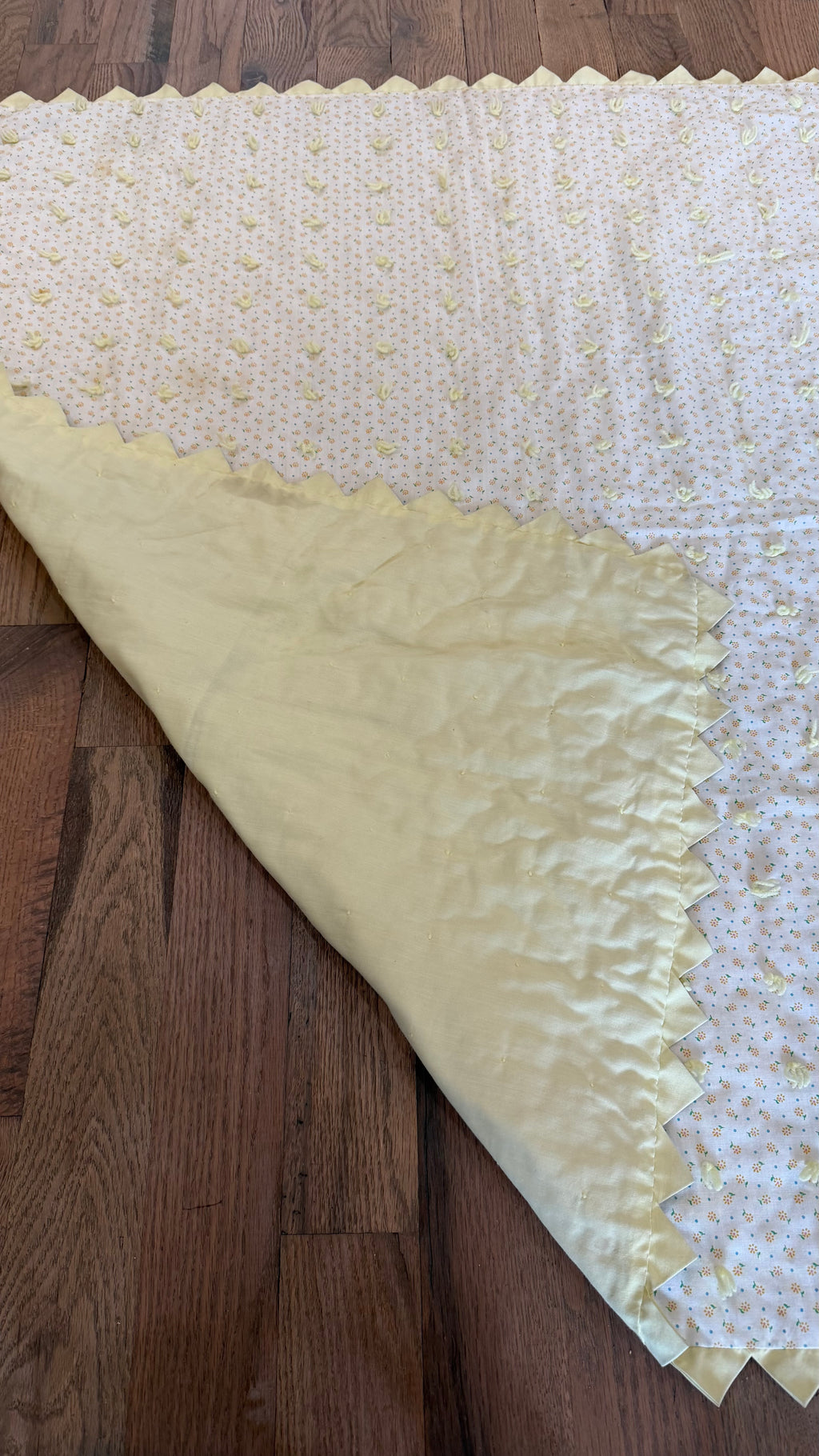 Vintage yellow tie quilt, baby blanket