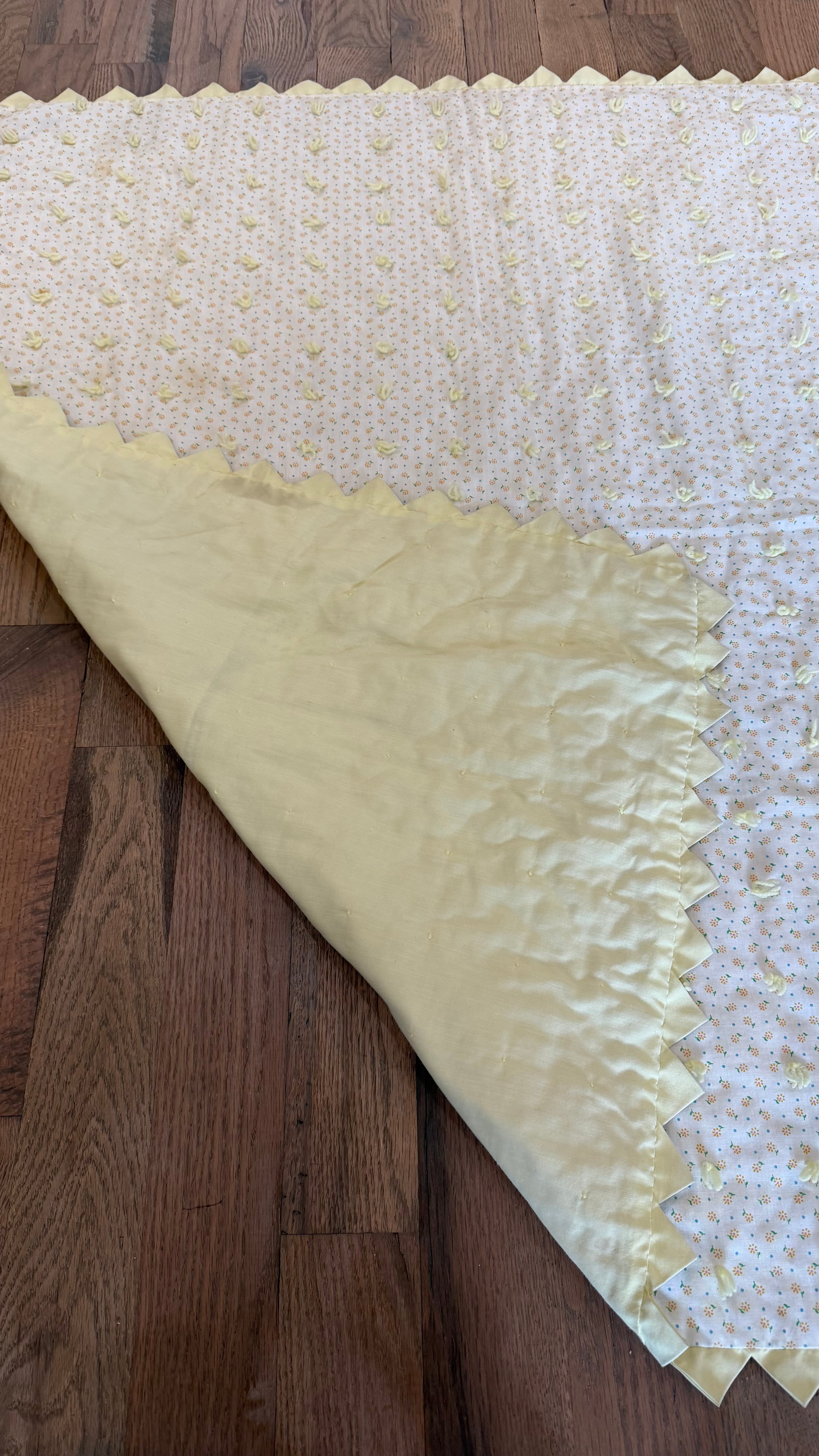 Vintage yellow tie quilt, baby blanket