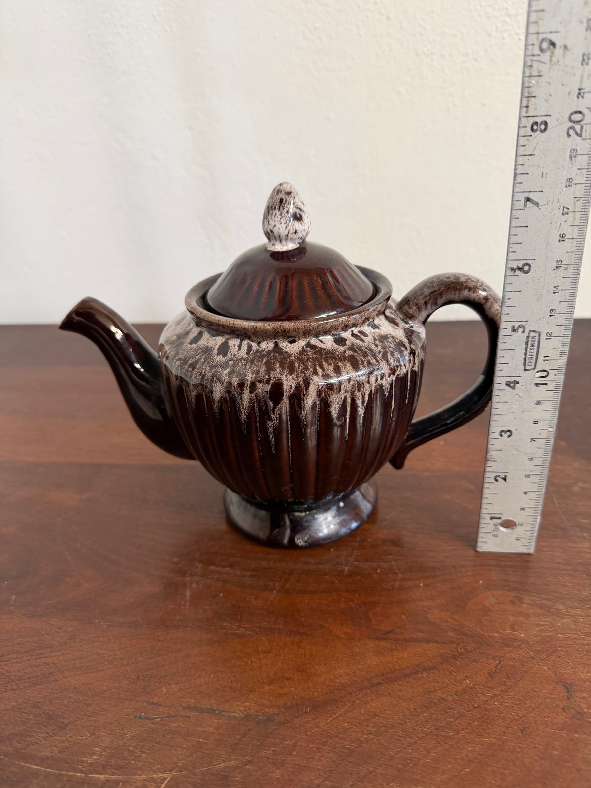 Vintage Brown Drip Glaze Teapot