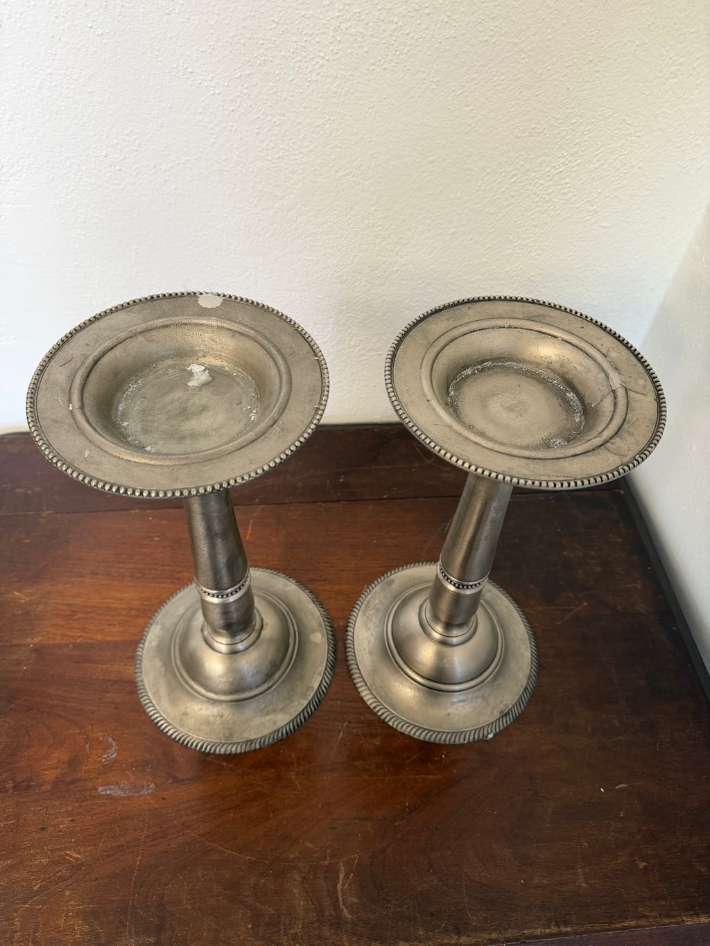 Large Metal Candlestick Pair